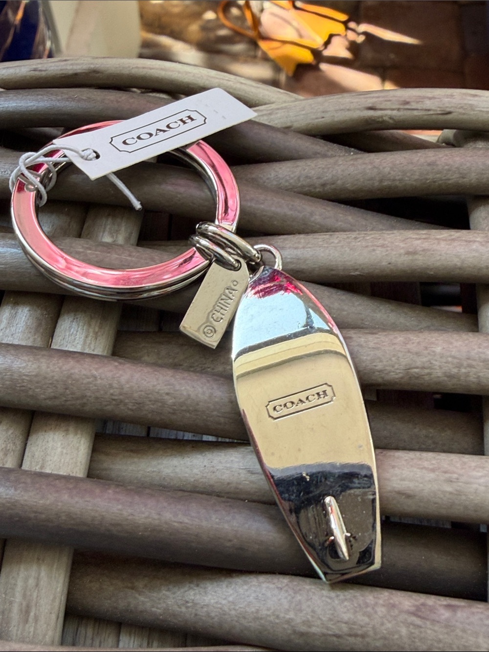 Coach Pink and Red Surfboard Key Charm with Gold Accents - Picture 3 of 7